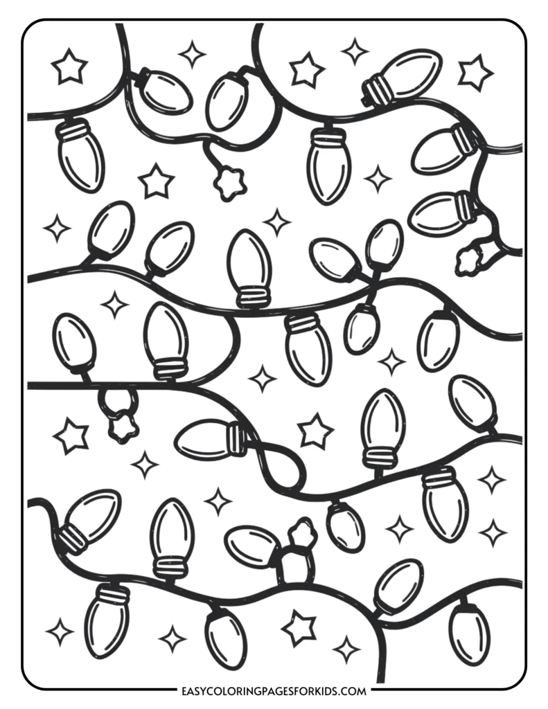christmas lights coloring pages (9 free printable pages) - easy